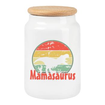 Mama Mamasaurus - Cookie Jar with Wooden Lid - white - Front