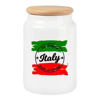 Italy Edition - Cookie Jar with Wooden Lid - white - Front