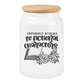Book Books Bookworm Bookworm Author Gift - Cookie Jar with Wooden Lid - white - Front