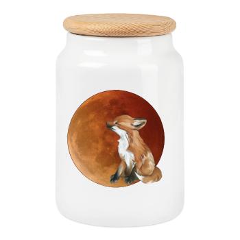 Renard lunaire dans la lumière du soir - Boîte à biscuits avec couvercle en bois - blanc - Devant
