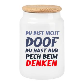 Du Hast Nur Pech Beim Denken Lustig Shirt - Keksdose mit Holzdeckel - Weiß - Vorne