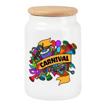Karneval Masken Fasching Faschingsumzug - Keksdose mit Holzdeckel - Weiß - Vorne