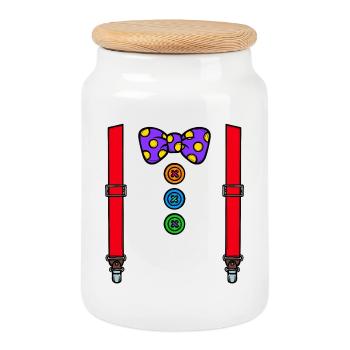 Costume Clown Carnival Carnival - Cookie Jar with Wooden Lid - white - Front