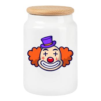Clown Carnival Carnival - Cookie Jar with Wooden Lid - white - Front