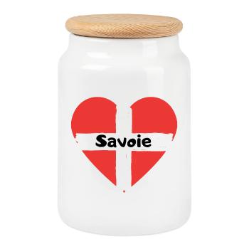 Savoie Drapeau Coeur - Boîte à biscuits avec couvercle en bois - blanc - Devant