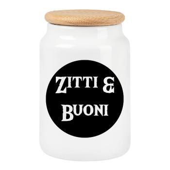 Zitti & Buoni - Boîte à biscuits avec couvercle en bois - blanc - Devant