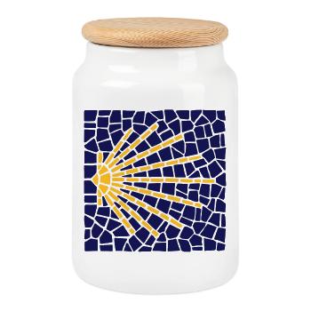 Jakobsmuschel Mosaik | Camino Santiago | Jakobsweg - Keksdose mit Holzdeckel - Weiß - Vorne