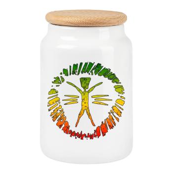 Hippie Reggaezeichen mit Farbverlauf - Keksdose mit Holzdeckel - Weiß - Vorne
