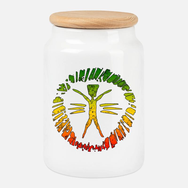 Hippie Reggae Sign with Gradient - Cookie Jar with Wooden Lid - white