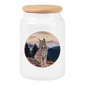 Lynx Nature Freedom Wildcat - Boîte à biscuits avec couvercle en bois - blanc - Devant