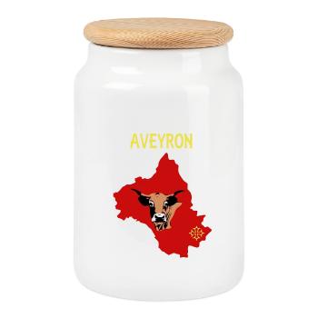 Aveyron - Boîte à biscuits avec couvercle en bois - blanc - Devant