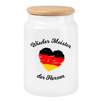Fußball Deutscher Meister der Herzen - Keksdose mit Holzdeckel - Weiß - Vorne