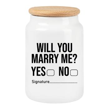 Will you Marry Me? - Cookie Jar with Wooden Lid - white - Front