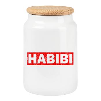 Habibi Arabisch Liebste Rot Islam Muslim Geschenk - Boîte à biscuits avec couvercle en bois - blanc - Devant