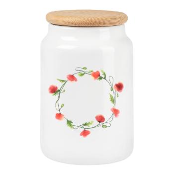 Poppy Wreath II - Cookie Jar with Wooden Lid - white - Front