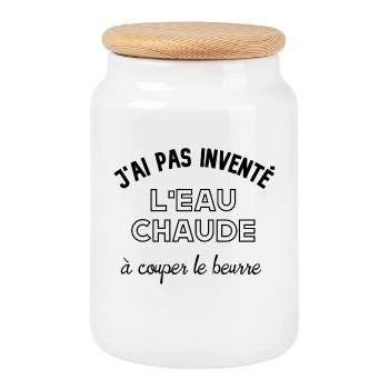 J'ai pas inventé l'eau chaude à couper le beurre. - Boîte à biscuits avec couvercle en bois - blanc - Devant