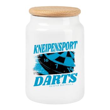Kneipensport Darts Design - Keksdose mit Holzdeckel - Weiß - Vorne