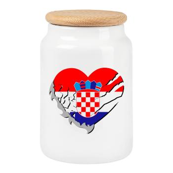 Croatie - Croatie - Boîte à biscuits avec couvercle en bois - blanc - Devant