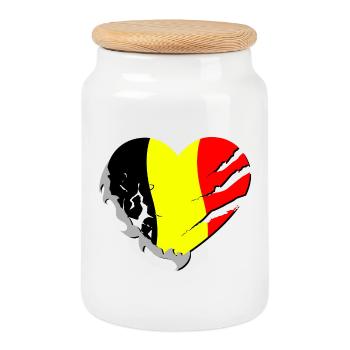 Belgie - Belgica - Belgique - Boîte à biscuits avec couvercle en bois - blanc - Devant