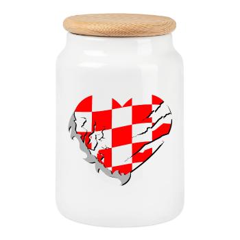 Croatie - Croatie - Boîte à biscuits avec couvercle en bois - blanc - Devant