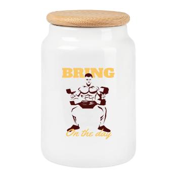 Funny Gym Motivational Quote Lettering Typography - Cookie Jar with Wooden Lid - white - Front