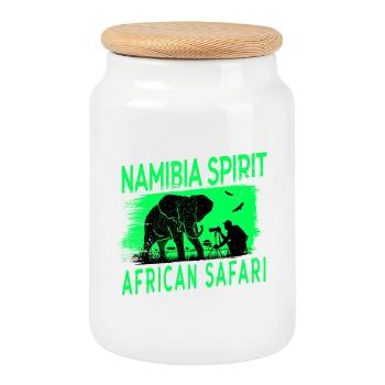 Namibia Africa Safari Design - Cookie Jar with Wooden Lid - white - Front