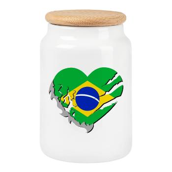 Brasilien - Brasilien - Keksdose mit Holzdeckel - Weiß - Vorne
