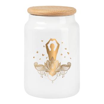 La méditation Or Yoga Zen Papillons cadeau - Boîte à biscuits avec couvercle en bois - blanc - Devant