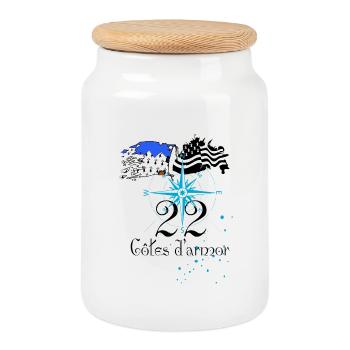Côtes d'armor - Boîte à biscuits avec couvercle en bois - blanc - Devant