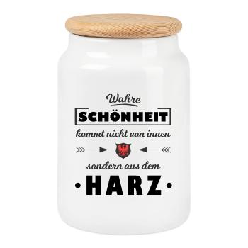 Harz - Keksdose mit Holzdeckel - Weiß - Vorne