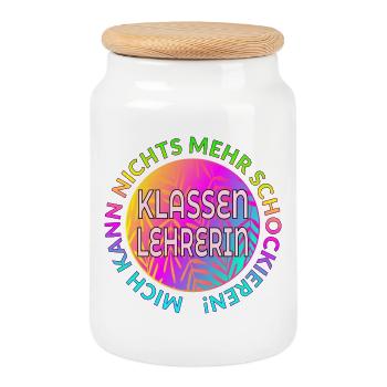 KLASSENLEHRERIN LEHRERIN - UNERSCHÜTTERLICH - Keksdose mit Holzdeckel - Weiß - Vorne