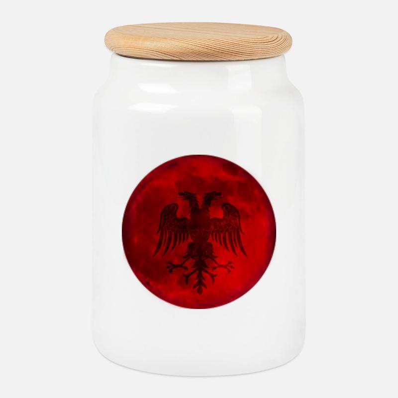 Albanian world - Keksdose mit Holzdeckel - Weiß