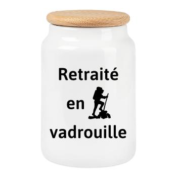 retraité en vadrouille randonnée randonneur - Boîte à biscuits avec couvercle en bois - blanc - Devant