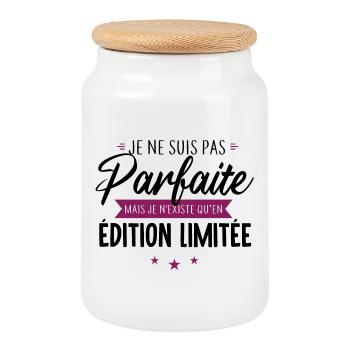 Je ne suis pas parfaite - Boîte à biscuits avec couvercle en bois - blanc - Devant