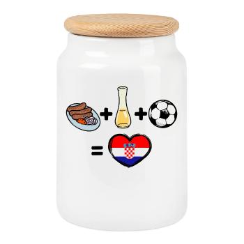 Flagge Fussball Herz Kroatien - Keksdose mit Holzdeckel - Weiß - Vorne