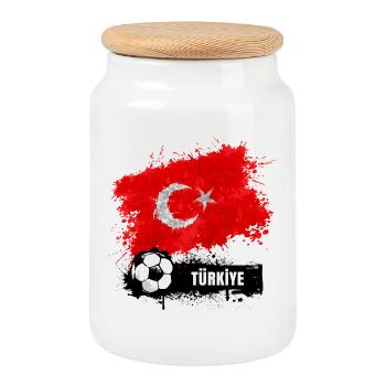 Fussball Türkei Ballsport Flagge - Keksdose mit Holzdeckel - Weiß - Vorne