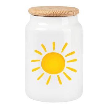 Soleil - Boîte à biscuits avec couvercle en bois - blanc - Devant