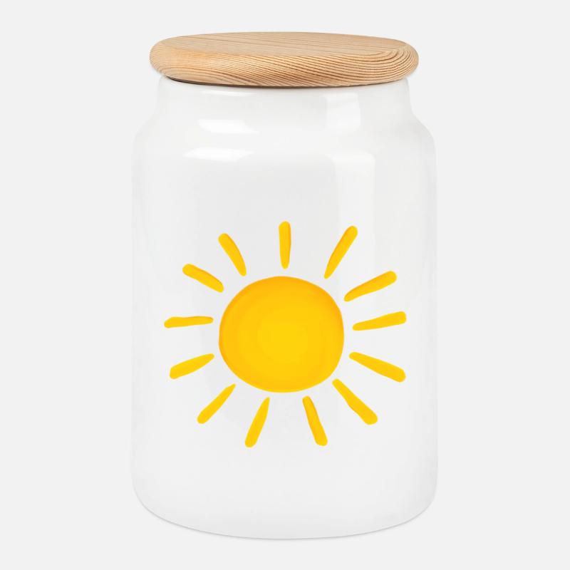 Sonne - Keksdose mit Holzdeckel - Weiß
