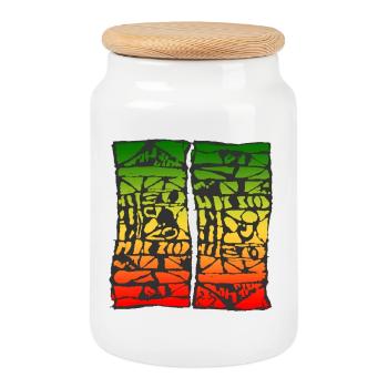 reggae 2907 - Cookie Jar with Wooden Lid - white - Front