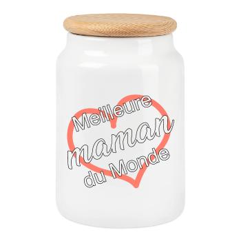 Meilleure Maman du Monde - Boîte à biscuits avec couvercle en bois - blanc - Devant
