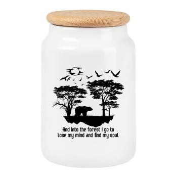 And Into The Forest I Go To Hippie Camp - Cookie Jar with Wooden Lid - white - Front