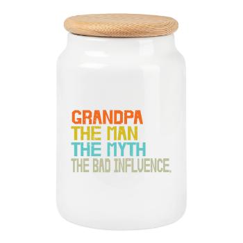 Grandpa The Man The Myth Bad Influence - Cookie Jar with Wooden Lid - white - Front