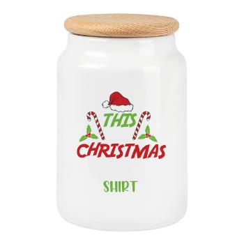 This Is My Christmas Pajama Funny Noel - Cookie Jar with Wooden Lid - white - Front
