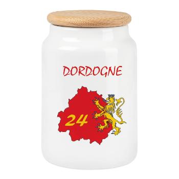 Dordogne - Boîte à biscuits avec couvercle en bois - blanc - Devant