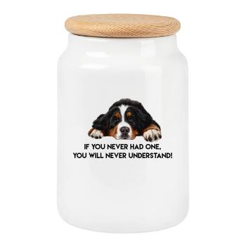 Berner Sennenhund - Keksdose mit Holzdeckel - Weiß - Vorne