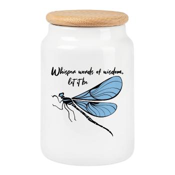Hippie Soul Let It Be Blue Dragonflies - Keksdose mit Holzdeckel - Weiß - Vorne