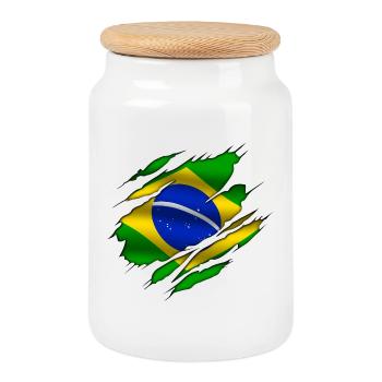Brasilien - Brasilien - Keksdose mit Holzdeckel - Weiß - Vorne