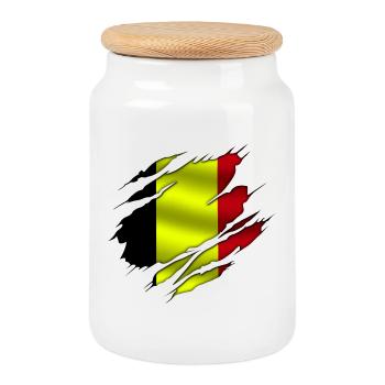 Belgique - Belgique - Belgique - Boîte à biscuits avec couvercle en bois - blanc - Devant