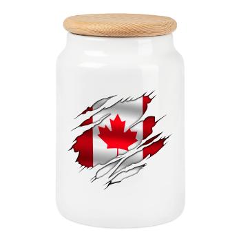 Canada - Cookie Jar with Wooden Lid - white - Front