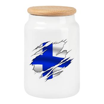 Finlandia - Finnland - Keksdose mit Holzdeckel - Weiß - Vorne